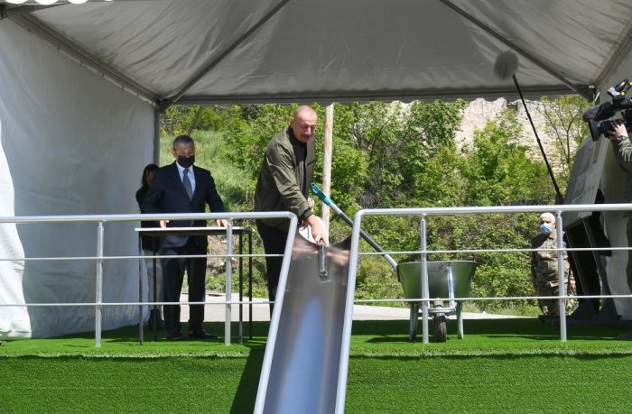  President Ilham Aliyev lays foundation stone for school No1 in Shusha  