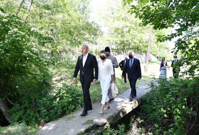  President Aliyev and his family visit Nij settlement of Gabala district - PHOTOS