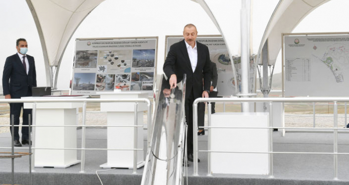   Präsident Aliyev nahm an der Grundsteinlegung des Industrieparks in Agdam teil  