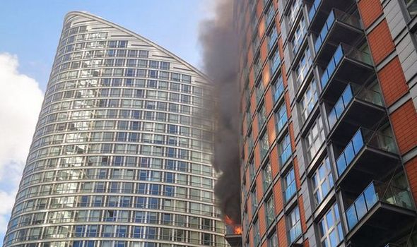 Firefighters tackle huge blaze at Tower Block in London
 