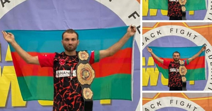 الرياضي الأذربيجاني بحزام البطل بفوزه على خصم من أرمينيا - صور