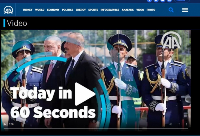 Anadolu Agency highlights Turkish president’s visit to Azerbaijan’s Shusha