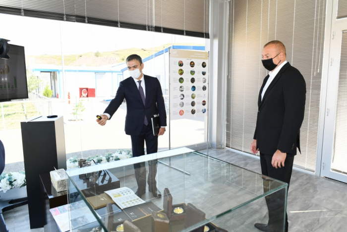 President Aliyev views activities of Chovdar Integrated Regional Processing Area owned by AzerGold CJSC