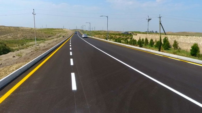  President Aliyev attends opening of highway in Goranboy district 