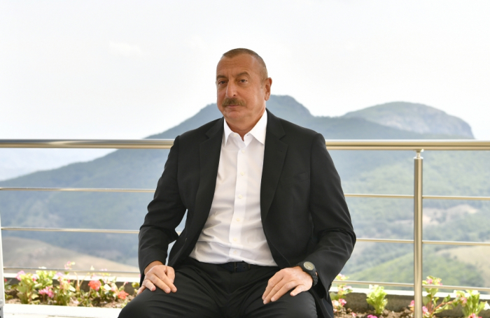 President Aliyev talks to Azerbaijani television