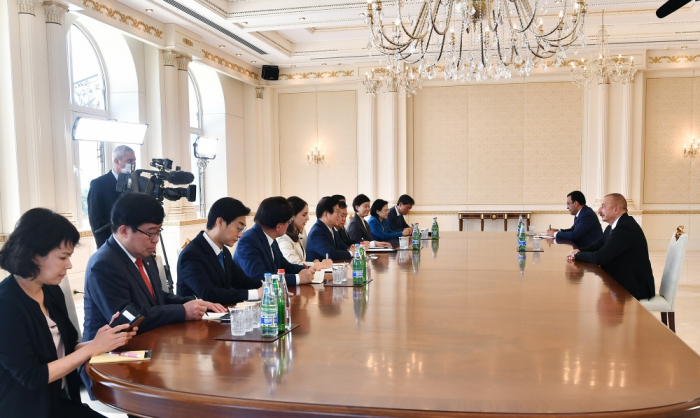   Präsident Aliyev empfängt Delegation unter Leitung des Sprechers der koreanischen Nationalversammlung  