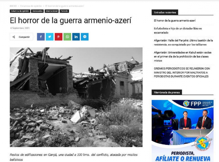   Peruvian media publishes article on Armenia