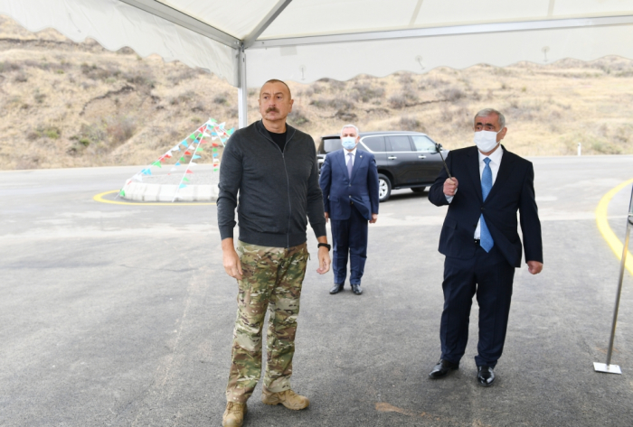   Präsident Ilham Aliyev legt Grundstein für Automobilstraße Talisch-Tapgaragoyunlu-Gaschalti-Naftalan  
