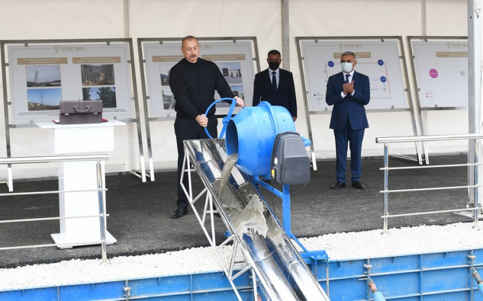  President Aliyev lays foundation for junction substation in Hadrut 