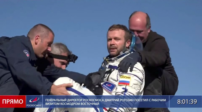Russian actor and director shooting first movie in space return to Earth after 12-day mission