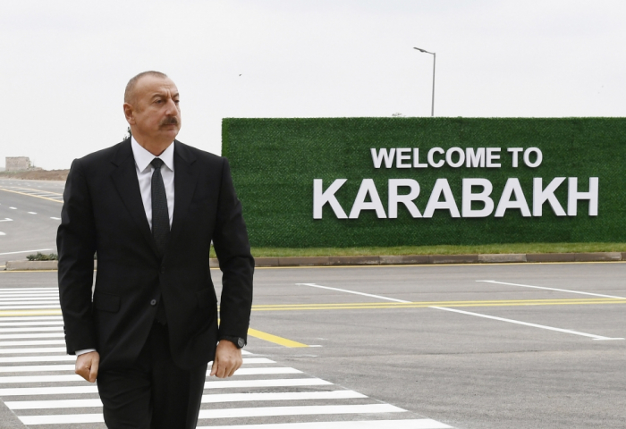  El jefe de estado visita el Aeropuerto Internacional de Fuzuli - FOTOS