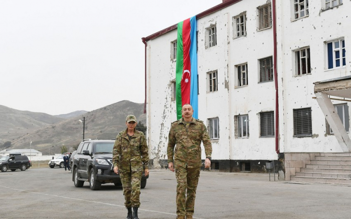   Präsident Ilham Aliyev und First Lady Mehriban Aliyeva statten dem Bezirk Gubadli einen Besuch ab  