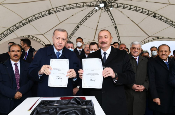 Azerbaijani and Turkish presidents lay foundation stone for Zangazur corridor - UPDATED