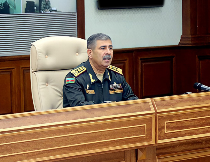   Zakir Hasanov gives relevant instructions to troops at official meeting  
