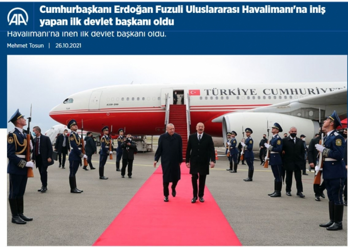   Turkish media widely cover inauguration ceremony of Azerbaijan’s Fuzuli International Airport  