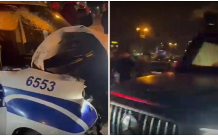 “Gelandewagen”lə polis maşını toqquşdu,  yaralanan var 