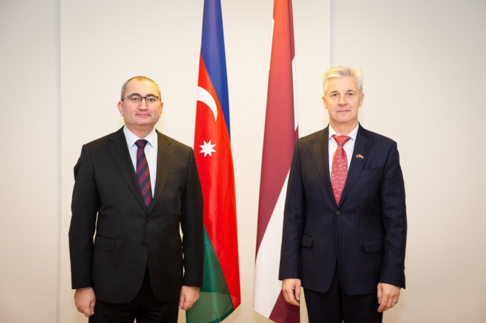 Ambassador Sultanov discuss cooperation between Azerbaijan & Latvia with Defense Minister Artis Pabriks