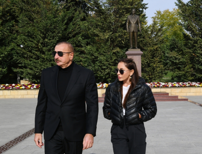  Azerbaijani president and first lady visit Shamakhi district 