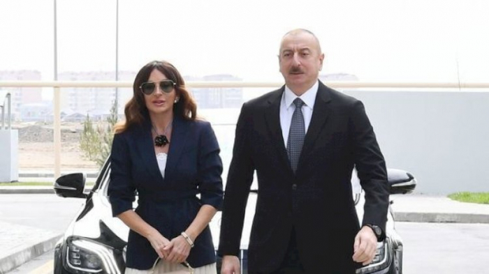  Azerbaijani President and First Lady arrive in Guba district for visit 