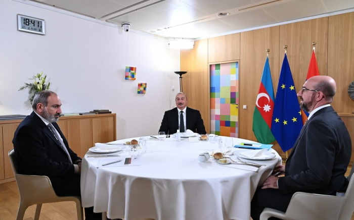 Azerbaijani President has joint meeting with European Council President and Armenian PM in Brussels