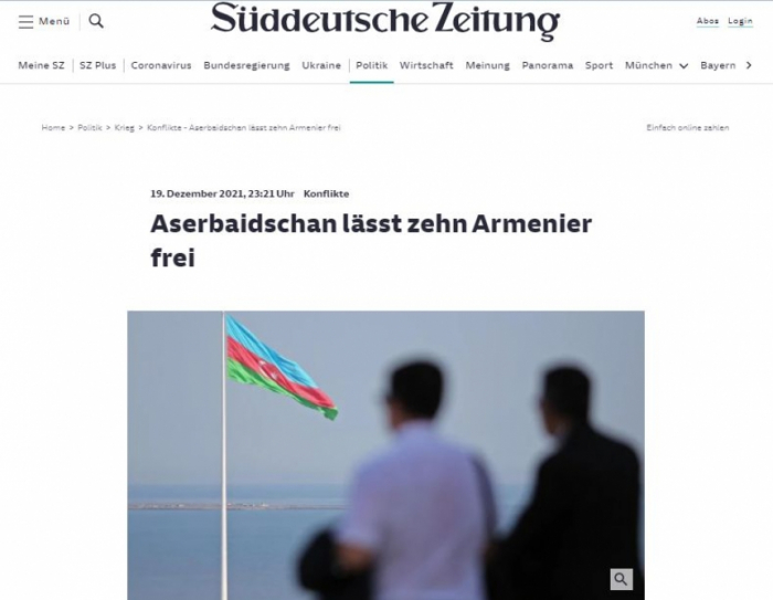   German newspaper publishes article on Azerbaijan’s handing over to Armenia ten servicemen  