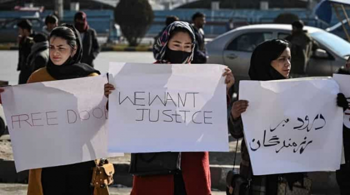   Afghan women protest against killing of former troops, call for rights -   NO COMMENT    