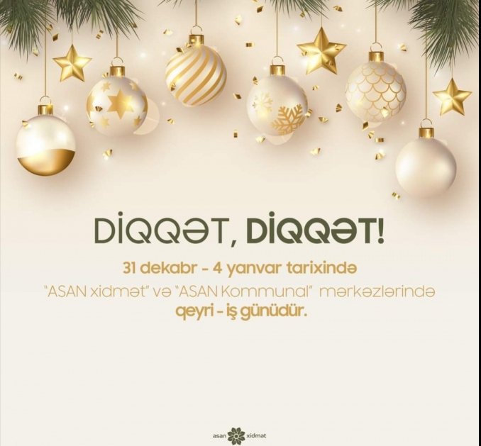    “ASAN xidmət” və "ASAN Kommunal" bayram günlərində işləməyəcək  
   