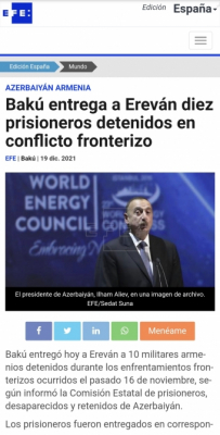 La prensa española informa de la entrega de 10 militares de Azerbaiyán a Armenia