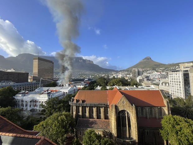 Fire breaks out in South African parliament in Cape Town