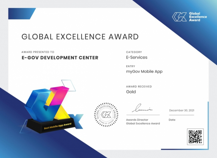   Azerbaijan’s “myGov” mobile application wins international award  