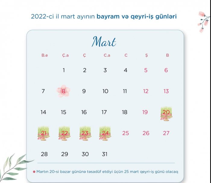  Am "Novruz-Feiertag" wird es 9 Tage lang keine Arbeit geben