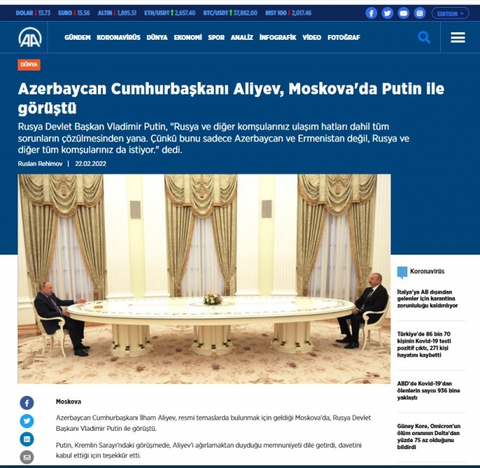 Turkish media highlights President Ilham Aliyev`s visit to Russia