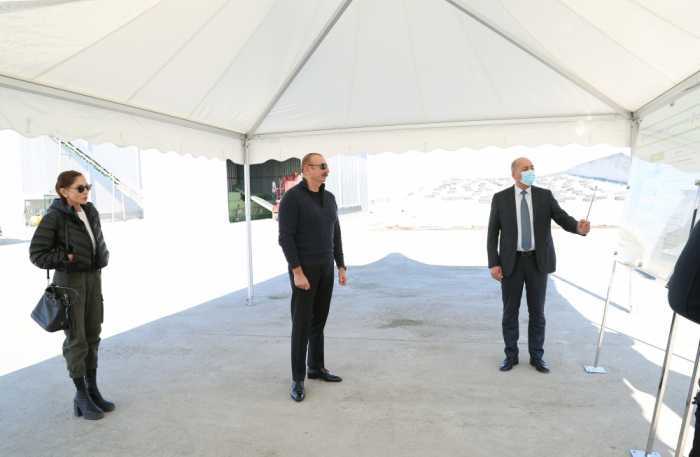 Azerbaijani President and first lady view conditions created at Aghjabadi Grain Agropark