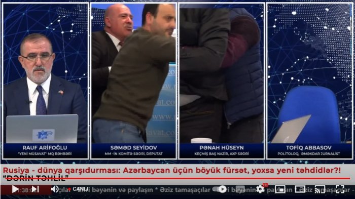  Canlı yayımda Pənah Hüseynin burnu qırıldı -  "Gədə" sözünə görə  