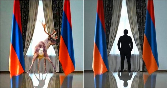  Ermənilər spikerin prezident sarayında poza verməsini lağa qoydular   - FOTOLAR      
