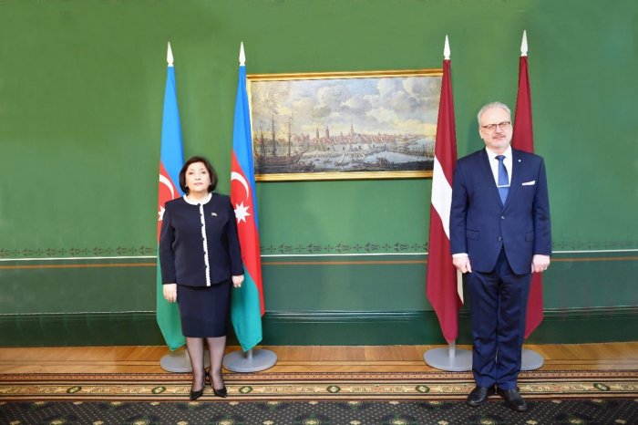 Sahibə Qafarova Latviya Prezidenti ilə görüşüb