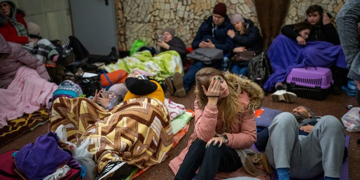   Ukrainian families seek shelter in Kyiv