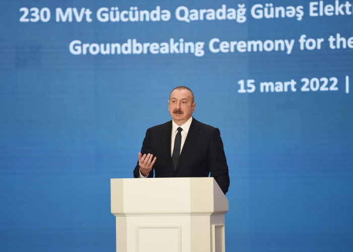  President Ilham Aliyev attends Garadagh solar power plant