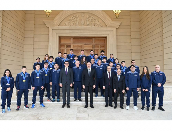 President Aliyev receives participants of 7th European Wrestling Championships held in Bulgaria - UPDATED