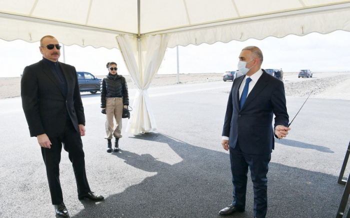   Präsident Ilham Aliyev und First Lady Mehriban Aliyeva besuchen Sugovuschan  