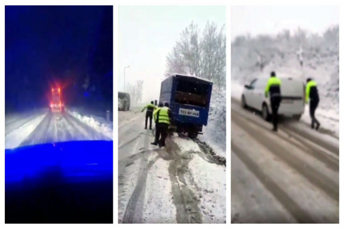 Qarlı hava ölkə yollarında hərəkəti çətinləşdirib