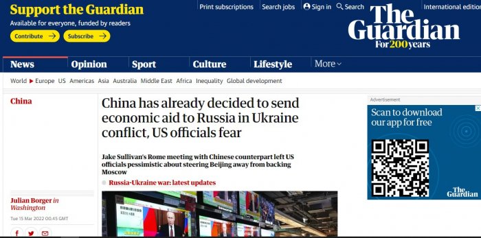       “The Guardian”:    "Çin Rusiyaya iqtisadi yardım etmək qərarına gəlib"   