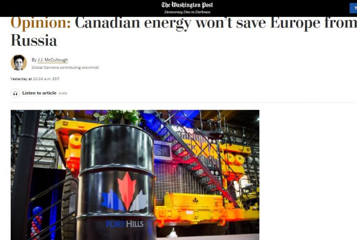       Washington Post:    "Kanada Avropanı neft-qazı ilə xilas edə bilməyəcək"    