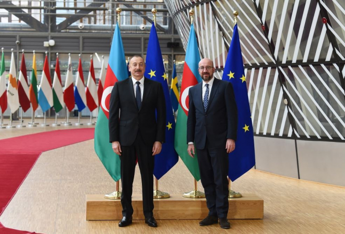 President Ilham Aliyev and EU Council President Charles Michel hold meeting in Brussels