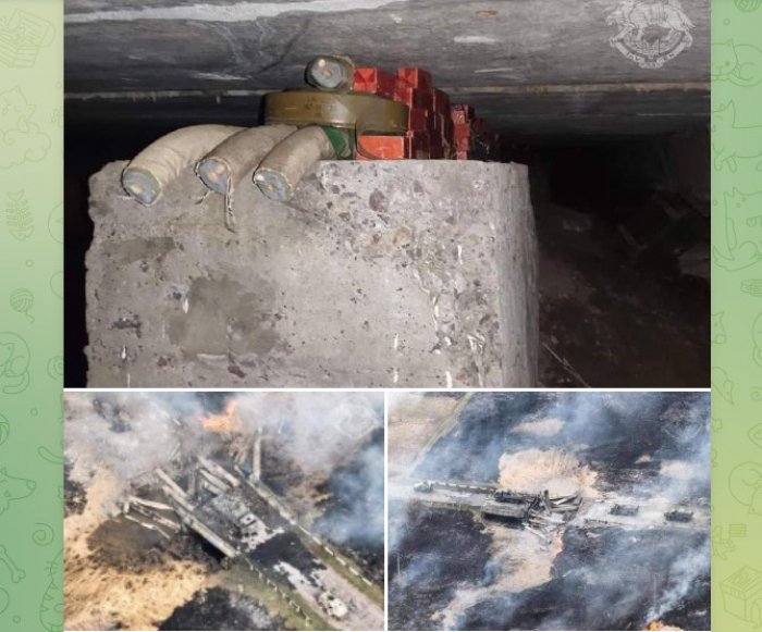    Rusların hərbi kolonu körpü ilə bir yerdə partladıldı -    FOTOLAR      