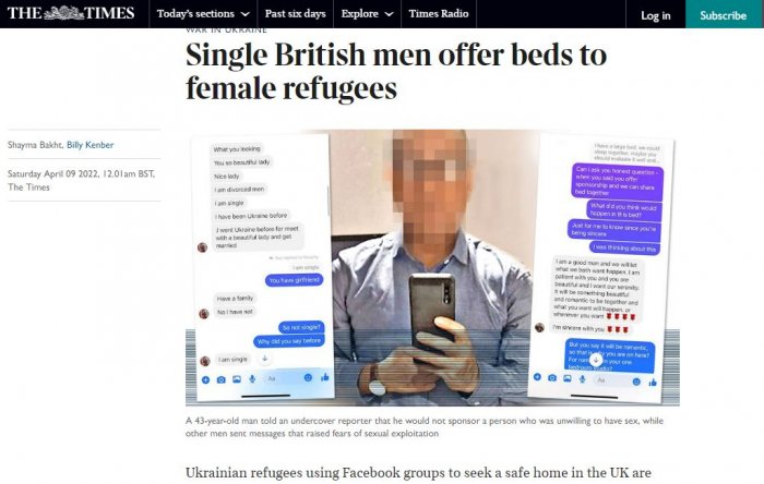     "The Times":   "İngilislər ukraynalılara intim münasibət müqabilində ev təklif edirlər" 