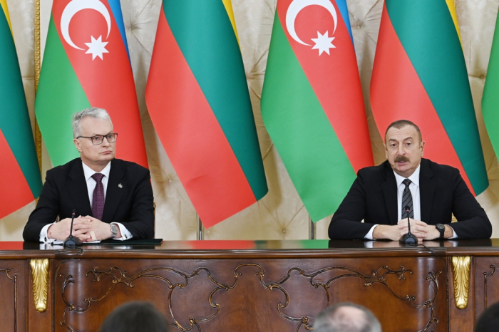  Les présidents azerbaïdjanais et lituanien font des déclarations à la presse - PHOTOS