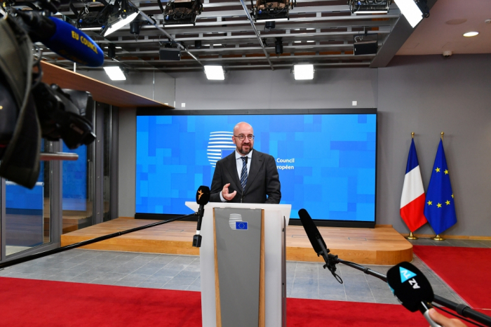 Charles Michel fait une déclaration à la presse suite à la réunion trilatérale avec le président azerbaïdjanais et le PM arménien 