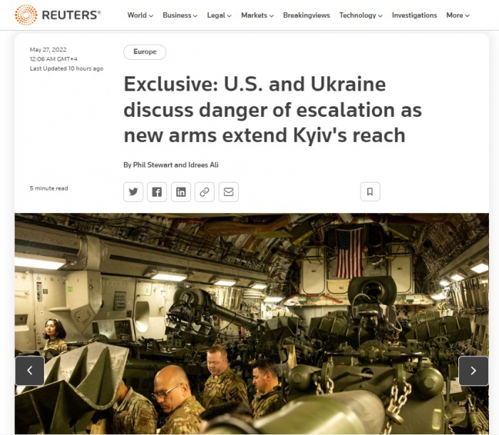    "ABŞ Kiyevə Rusiyanın dərinliklərini vurmamağı məsləhət bilib" -    Reuters      