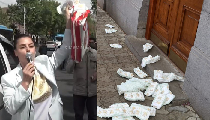    Qadınlar Paşinyana "Pampers" gətirdilər -    VİDEO+Fotolar      